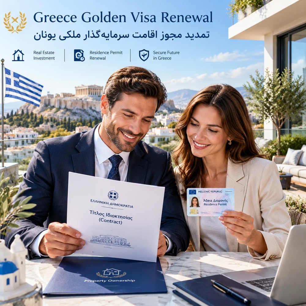 تمدید مجوز اقامت سرمایه‌گذار ملکی در یونان (گلدن ویزا)-(Greece Golden Visa Residence Permit Renewal – Law 5038/2023 Article 100)