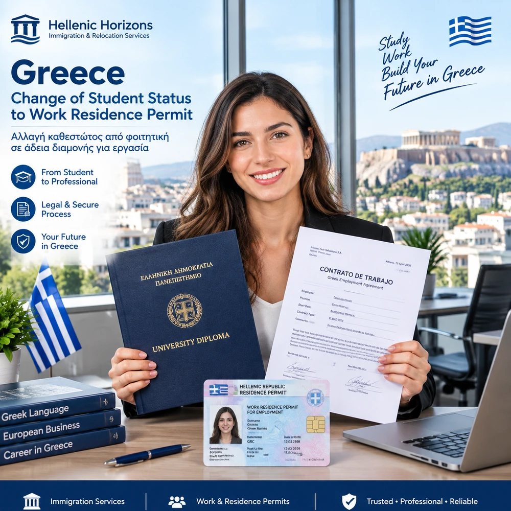 تبدیل اقامت تحصیلی به اجازه کار در یونان-(Greece Change of Student Status to Work Residence Permit – Law 5038/2023)